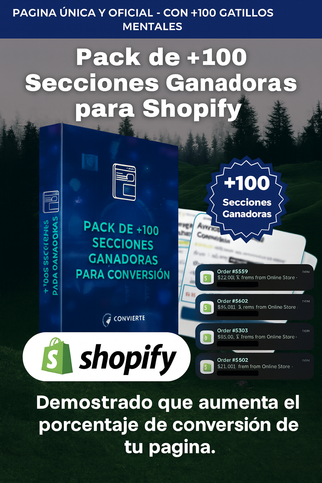 Pack de +100 Secciones Ganadoras de Shopify de Alta Conversión