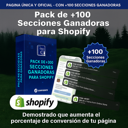 Pack de +100 Secciones Ganadoras de Shopify de Alta Conversión